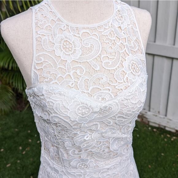 LIKELY (Revolve) White Sheath Lace Halter Neck Midi Dress, size 2 - Picture 9 of 11